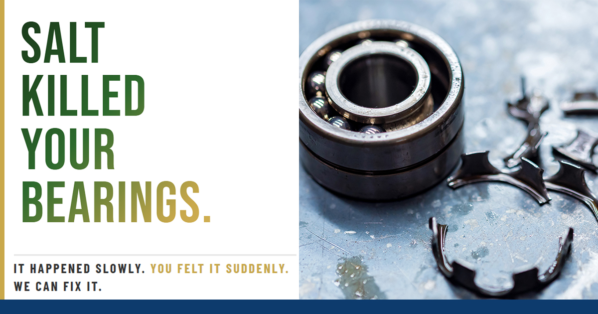 Corroded fishing reel bearing showing salt damage — professional fishing reel repair by Fischer Angling