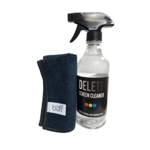 Delete Screen Cleaner 16oz with Buff microfiber cloth — streak-free screen cleaner for marine electronics, GPS chartplotters, and sunglasses